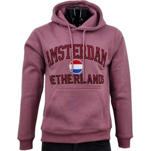 Hitman - Heren Trui - Heren Hoodie - Katoen - Holland Souvenir - Amsterdam Souvenir - Amsterdam Hoodie - Paars - Maat L