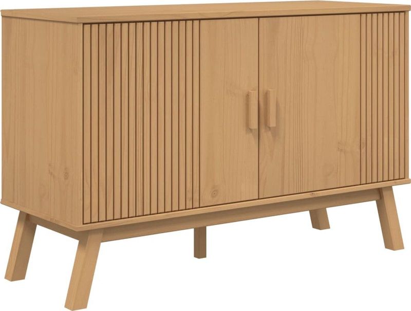 vidaXL - Dressoir - OLDEN - 114x43x73,5 - cm - massief - grenenhout - bruin