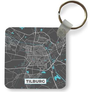 Sleutelhanger - Uitdeelcadeautjes - Stadskaart - Tilburg - Grijs - Blauw - Plastic