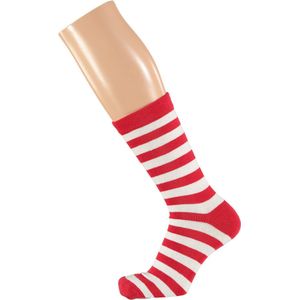 Apollo - Feest sokken met strepen - rood-wit 36/41 - Gekleurde sokken - Carnaval - Party sokken dames
