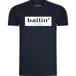 Heren Tee SS met Ballin Est. 2013 Cut Out Logo Shirt Print - Blauw - Maat 3XL