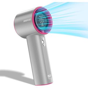 Draagbare handventilator USB-C opladen 4000 mAh-batterij handbediende turbo-mini-ventilator voor reizen en outdoor camping - grijs