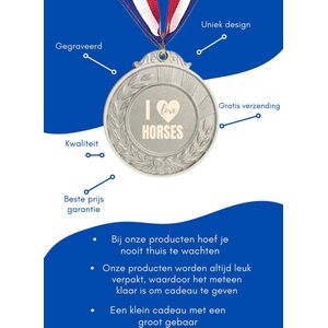 Akyol - ik hou van paarden medaille zilverkleuring - Paarden - vrienden paardrijden - cadeau