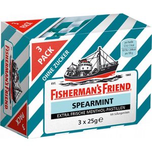 Fisherman's Friend Zuigtabletten Kruizemunt 3 stuks van 25 g - 1 x 75 g zakje