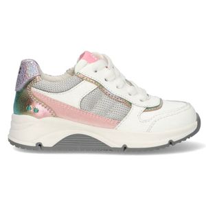 BunniesJR 224480-500 Meisjes Lage Sneakers - Wit/Roze/Multicolor - Leer - Veters