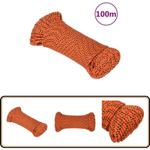 vidaXL Boottouw 5 mm 100m - Oranje Polypropyleen Scheeps Touw - Boottouw - Polyester Touw - Vaar Touw - Jacht Touw