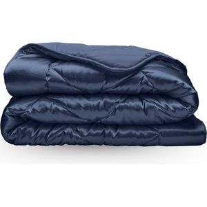 Zelesta Beautybed Navy 140x200 - Satijnen dekbed zonder overtrek - Satijnen beddengoed - 30 dagen proefslapen - Wasbaar dekbed - Hoesloos dekbed