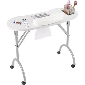 Manicuretafel - Inklapbare Manicuretafel Met Afzuiging - Manicuretafel Inklapbaar - Wit - Multifunctioneel - Draagbaar - Laadgewicht 30KG - Incl Draagtas - 90 x 40 x 72.5 - Incl Kussen