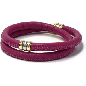 Nieuw! Jolla - dames armband zilver - leer - magneetsluiting - bedels - tweekleurig - Golden Touch - Fuchsia