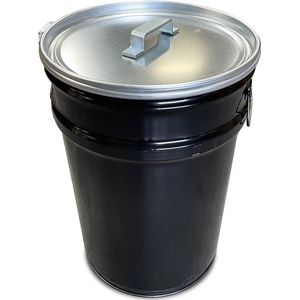 BinBin handle silver 60 liter metalen olievat prullenbak met handvat deksel en handvaten voor binnen en buiten gebruik 40x40x58cm