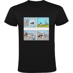 Grappig Heren T-shirt - hond - kat - liefde - dom - vies - lui