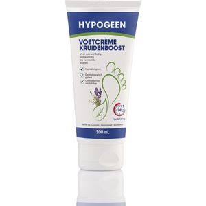 Hypogeen Voetcrème Kruidenboost - 100ml Tube - Hypoallergene & Hydraterende Voetverzorging - Met Lavendel, Dennennaald & Eucalyptus - Mild voor Gevoelige Voeten - PH-neutraal