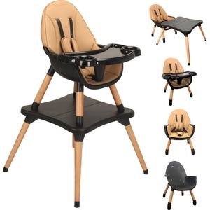 ComfyKidz® 5-in-1 Kinderstoel met Tafel | Verstelbare Baby- en Peuterstoel | Kinderzetel | Meegroei stoel | Moderne Design Eetstoel voor Kinderen | Geschikt voor 6m+ tot 5 jaar | Beige/Zwart
