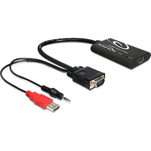 Premium VGA + 3,5mm Jack naar HDMI converter met HDCP / zwart - 0,20 meter