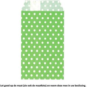 Papieren Zakjes - Groen met witte stippen – 25 Stuks – Wit – 8 x 15 cm – Gift Bag – Geschenkzakjes – Cadeau – Cadeauzakjes - Fournituren - Traktatie - Snoep - Koek - Papier is beter voor het milieu