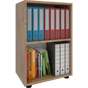 VCM Houten Kantoorplank Stand Boekenkast Decoratieve Boekenplank Bulas 2 Compartimenten Houten Kantoorplank Stand Boekenkast Decoratieve Boekenplank Bulas 2 Compartimenten