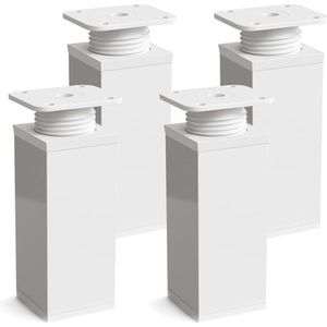 design meubelpoten MFV1 | set van 4 | in hoogte verstelbaar | Vierkant profiel: 40 x 40 mm | Kleur: wit | Hoogte: 120 mm (+ 20 mm) | Inclusief hoogwaardige houtschroeven