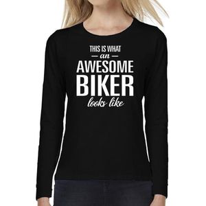 Awesome Biker - geweldige motorrijdster / motorliefhebber cadeau shirt long sleeve zwart dames - beroepen shirts / Moederdag / verjaardag cadeau XXL