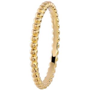 Lucardi Dames Ring goldplated met bolletjes - Ring - Cadeau - Echt Zilver - Goudkleurig
