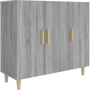 vidaXL - Dressoir - 90x34x80 - cm - bewerkt - hout - grijs - sonoma - eikenkleurig