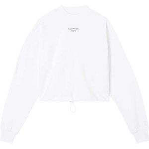 Calvin Klein Stacked Logo Mockneck Sweatshirt Truien & Vesten Dames - Sweater - Hoodie - Vest- Wit - Maat L