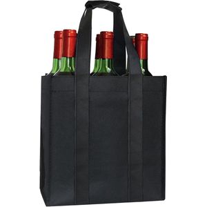 6-Flessen Draagtas met Handvatten van Duurzaam Non-Woven Stof voor Reizen, Picknick, BBQ Feest - Geschikt voor Wijndranken 27x18x27cm