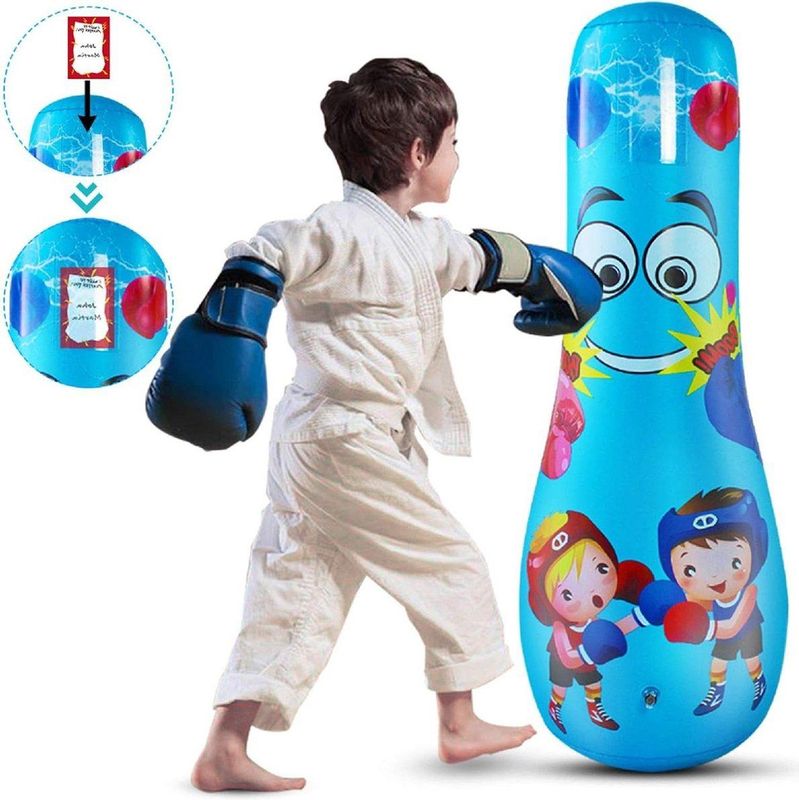 Vrijstaande 47 Inch Opblaasbare Bokszak voor Kinderen - Hit & Bounce Back Toy - Karate Taekwondo Oefening Stress Relief