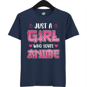 Just a girl who loves anime - Japans cadeau - Unisex t-shirt - grappig anime / manga hobby en verjaardag kado shirt - T-Shirt - Unisex - Navy Blue - Maat M