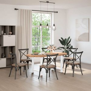 vidaXL Eettafel - Ovaal - 180x90x74 cm - Massief Eikenhout Eettafel - Eettafels - Eetkamertafel - Keukentafel