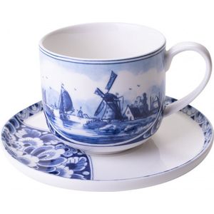 Kop en Schotel Molen Souvenir - Heinen Delfts Blauw