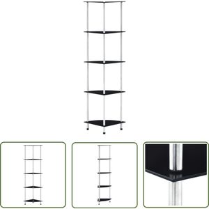 The Living Store Vitrinekast - Glas en Roestvrij Staal - 30 x 30 x 130 cm - 5 lagen