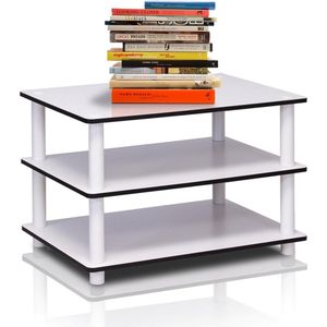 Just 3-Tier No Tools TV-standaard, TV-standaard, salontafel, wit, 59,9 (breedte) x 39,6 (hoogte) x 39,6 (diepte) cm