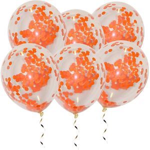 Oranje Confetti Ballon EK WK Koningsdag Versiering Oranje Helium Ballonnen Feest Versiering Papieren Confetti 10 Stuks