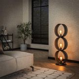 PS-Collection Ring Geperforeerd 3L Vloerlamp - 40x30x122cm - Charcoal - Metaal - vloerlampen woonkamer, vloerlamp zwart, vloerlamp industrieel, vloer lamp, vloerlampen landelijk, staande lampen woonkamer, staande lampen, staande lamp industrieel