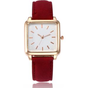 Vesper Square Horloge | Rood / Wit | Vierkant | Kunstleer | Ø 30 mm