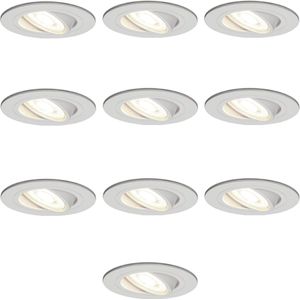 10x HOFTRONIC - LED Inbouwspots - Wit - 2700K warm wit - 350 lumen - 5 Watt - Dimbaar en kantelbaar - GU10 - IP20 - Ronde plafondspots (Ø75 mm) - Spotjes verlichting - voor woonkamer, gang en slaapkamer