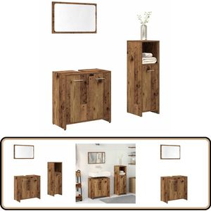 vidaXL Badkamermeubelset 3-delig Oud Hout Design