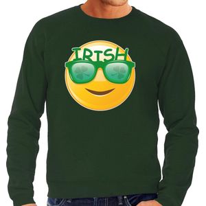 St. Patricks day sweater / trui groen - heren - Irish emoticon - Ierse feest kleding / outfit/ kostuum S