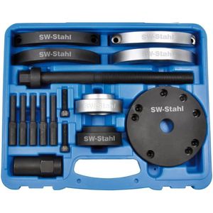 SW-Stahl 301050L compacte lagergereedschapset 16-delig I voertuiggereedschap VAG I voertuiggereedschapset voor het monteren en verwijderen van de lagereenheden