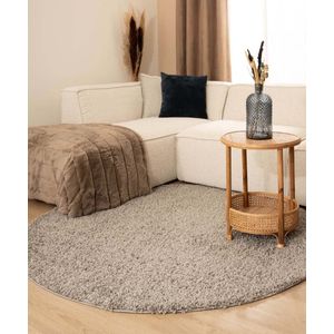 Hoogpolig vloerkleed shaggy Trend effen rond - lichtgrijs 300 cm rond