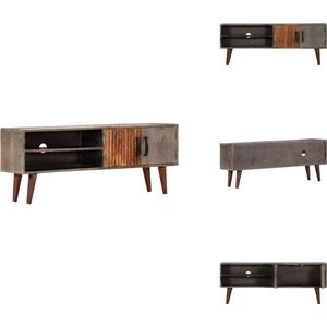 vidaXL Tv-meubel - Tv-meubels - Tv-meubelen - Tv-meubilair - Tv-meubel 130x30x46 cm massief ruw mangohout grijs