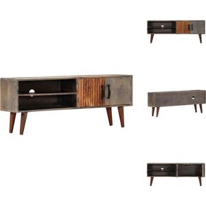 vidaXL Massief Mangohouten TV-meubel - 130 x 30 x 46 cm - Grijs - Moderne Stijl - Kast
