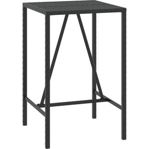 vidaXL - 3-delige - Tuinbarset - poly - rattan - en - massief - acaciahout - zwart