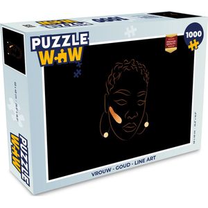 Puzzel Vrouw - Goud - Line art - Legpuzzel - Puzzel 1000 stukjes volwassenen