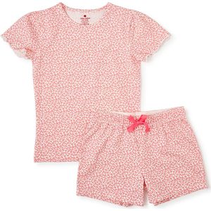 Little Label - zomer pyjama meisjes - luipaard roze - bio katoen - 2Y/92