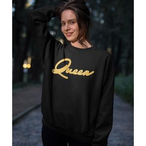 King / Queen Trui Premium Black Gold (Queen - Maat L) | Koppel Cadeau | Valentijn Cadeautje voor hem & haar