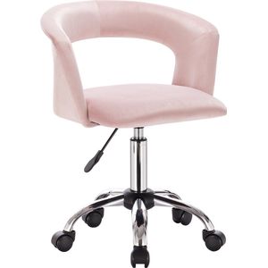 BukkitBow - Luxe Velvet Bureaustoel met Wieltjes - Roze