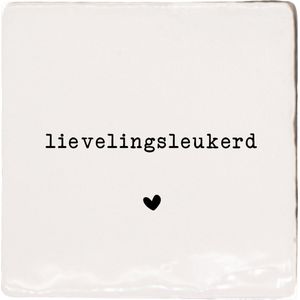 Label2X - Tegeltje - Lievelingsleukerd - Met luxe Tegelhouder - Wit met zwart - Spreuktegels - Tegeltjes met spreuken – Spreuken - Tegeltjes wijsheden – Tegeltjeswijsheden - Tegels met spreuken - tegeltje spreuk