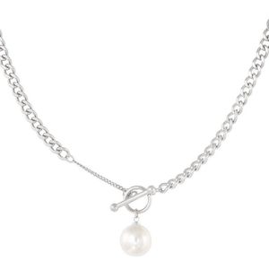 necklace - ketting - kleur zilver - stainless steel - nikkelfree - moederdag - valentijn - cadeau - kadotip - parel - silver - mama - kerst