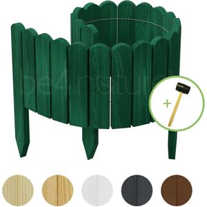 be4nature Rollborder 200 x 30 cm Donkergroen Geïmpregneerd Tuinafsluiting van grenenhout Borderomranding Flexibele rolborder Grasrand